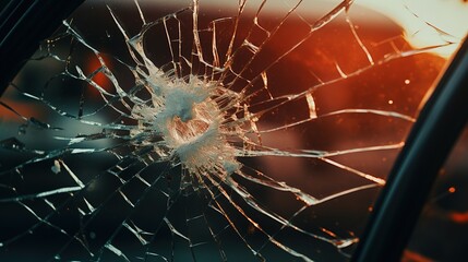 car glass broken in cracks abstract background