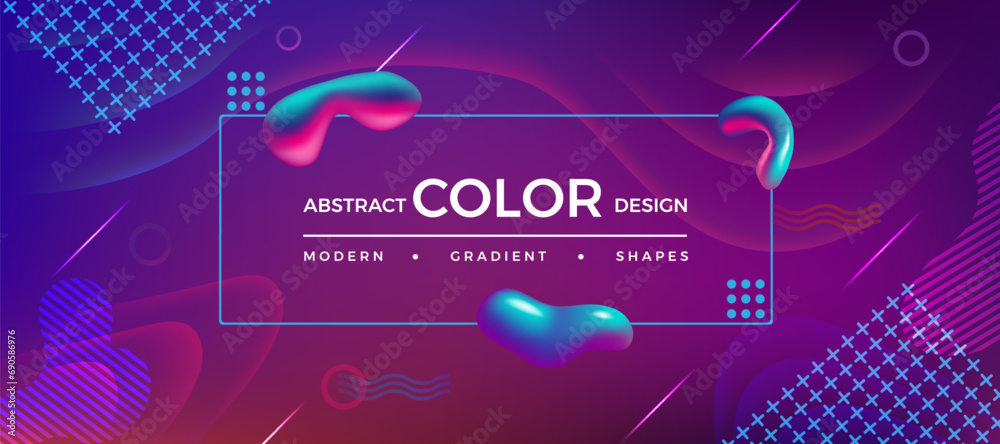 Aufkleber gradient background. abstract color cover design. blue red and purple modern shapes. 3d digital liqu