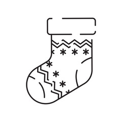 Outline of a Christmas sock line icon Vector illustration. Happy New Year