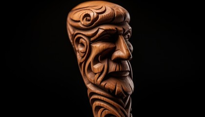 Wooden Carving of a Man's Face
