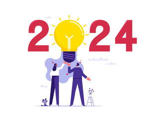 2024 annual planning concept, goals or direction for the organization, business team is brainstorming in a meeting