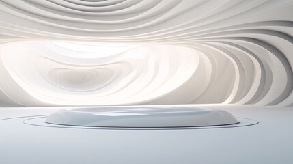 Fototapeta premium Open space futuristic architecture, 3D rendering with empty space for product presentation