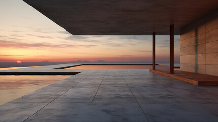 Open space concrete modern architecture, 3D rendering with empty space for product presentation