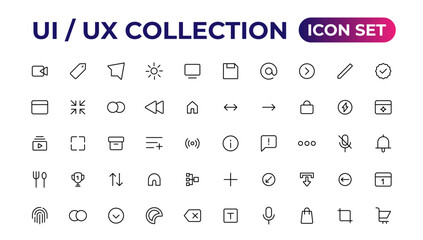 Ui ux icon set, user interface iconset collection.