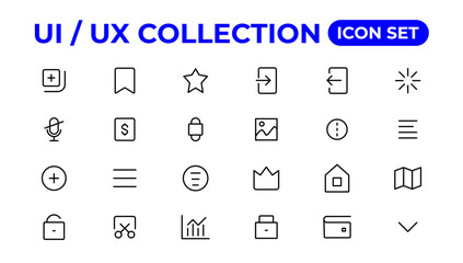 Ui ux icon set, user interface iconset collection.