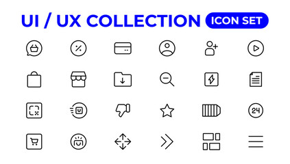 Ui ux icon set, user interface iconset collection.