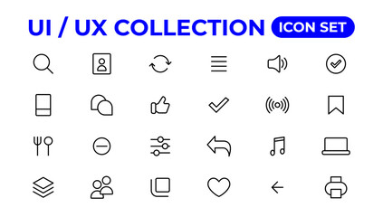 Ui ux icon set, user interface iconset collection.