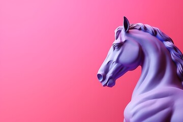 a close up of a statue of a horse, minimalistic composition, vibrant background,