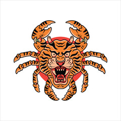tiger crab tattoo vector design