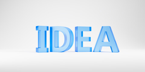 Glass word idea over white background