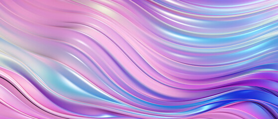 Obraz premium Hologram fabric texture. Gradient abstract background Iridescent abstract fluid 3d render holographic iridescent neon curved wave in motion background. Light metal pastel pattern. Generative ai