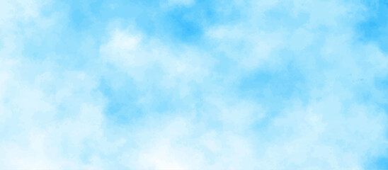 Panorama of blue sky and White cloud nature background .blue sky background with tiny clouds .Soft blue sky fuse with sunset light to look like heaven peaceful.><