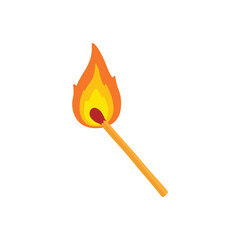 Vector retro illustration of a match with fire.