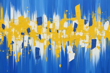 abstract background composition, with lines, paint strokes and splashes blue and yellow