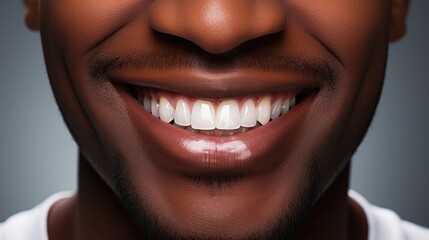 Fototapeta premium Man with beautiful white teeth and a smile, close up