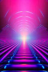 Retro 1980s 1990s cyberpunk synthwave abstract colorful blue and pink neon laser light background, vertical