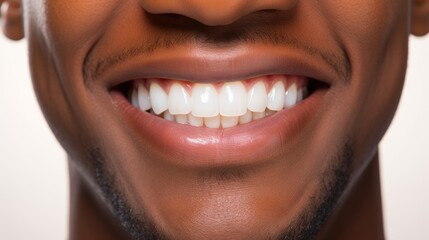 Man with beautiful white teeth and a smile, close up