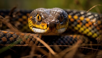 Obraz premium Close-Up of a Tiger Snake on the Ground