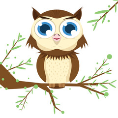 owl sitting on a branch Illustration Vector