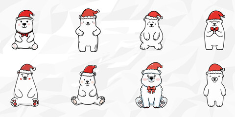 Lineart Vektorgrafik-Bundle von Weihnachtsbären / Eisbären