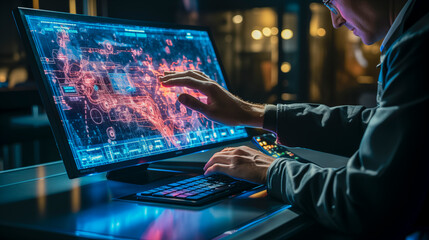 Corporate Command Hub: Futuristic Server Control Center in a Megacity