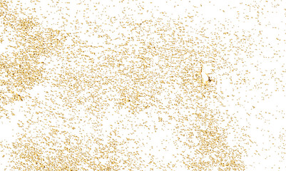 Abstract doted and confetti golden glitter particles splatter on transparent background. Luxury golden glitter confetti that floats down falling bokeh celebration background.