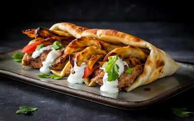 Capture the essence of Gyros in a mouthwatering food photography shot Generative AI