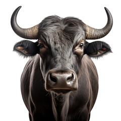 Portrait of buffalo isolated on white background
