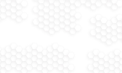 Abstract white and gray hexagon technology lines background. Abstract white and grey color hexagonal geometric background with copy space. 3D Futuristic abstract honeycomb mosaic white background.