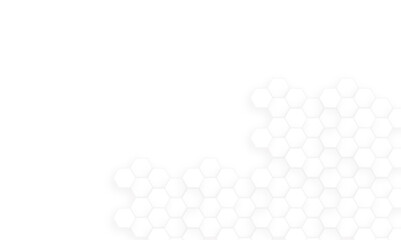 Abstract white and gray hexagon technology lines background. Abstract white and grey color hexagonal geometric background with copy space. 3D Futuristic abstract honeycomb mosaic white background.
