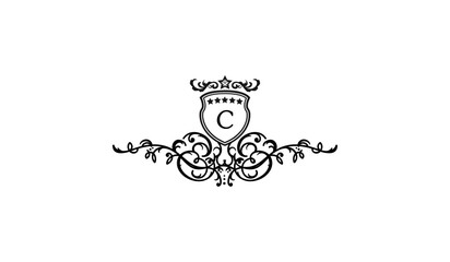 Luxury heraldic lion with wings Logo C