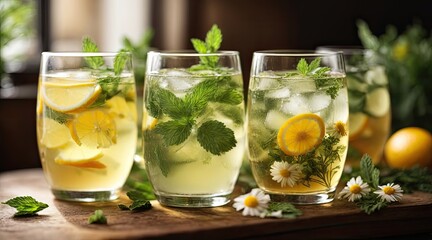 Fototapeta premium Herbal Teas in the glass 