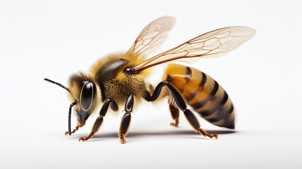A bee on a white background --ar 16:9 --v 5.2 Job ID: 1872a4c6-c4f1-4261-8b24-611858df8605