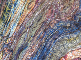 Colorful slate natural rocks with great colorful patterns in Portugal