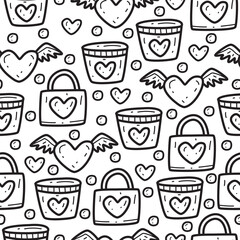 Vector illustration of doodle valentines day cartoon pattern design