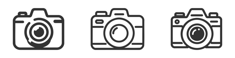 Pack of Camera Icons and Camera on White Background. Icon set, collection