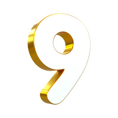 3d rendering of golden nine, 9 Number for your unique selling poster banner ads Party or birthday design