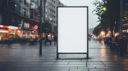Foto op Plexiglas empty poster mockup in the city, white empty poster for copyspace, blurred background --ar 16:9 --v 5.2 Job ID: 79bb2b74-5d01-4306-b9d8-d709399f70c8 © atmospherestock