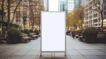 empty poster mockup in the city, white empty poster for copyspace, blurred background --ar 16:9 --v 5.2 Job ID: 79bb2b74-5d01-4306-b9d8-d709399f70c8