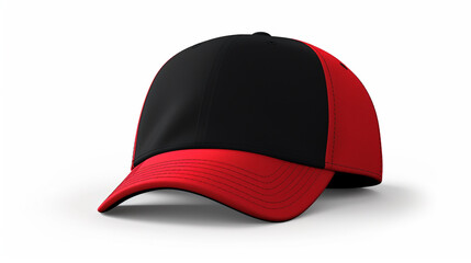 Red black cap in front view, mockup, white background --ar 16:9 --v 5.2 Job ID: 1c209775-77f3-4bbe-bcc3-bdc46b5090ee