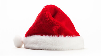 Obraz na płótnie Canvas Santas hat on white background --ar 16:9 --v 5.2 Job ID: 36461814-618c-4c4f-8eff-0ea24e5cc28a