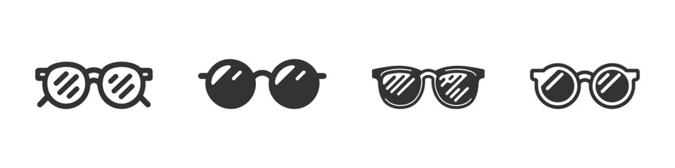 Eye glasses editable stroke outline icon set, pack, collection isolated on white background flat vector illustration.