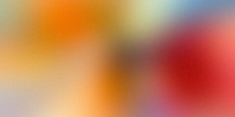 Ultra wide orange red yellow pink blue matte blurred grainy background for website banner. Color gradient, ombre, blur. Defocused, colorful, mix, bright, fun pattern. Desktop design, template holidays