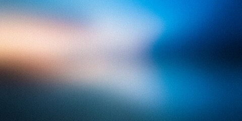 Obraz premium Blue azure beige orange yellow matte blurred grainy wide background for website banner. Color gradient, ombre, blur. Defocused, colorful, mix, bright, fun pattern. Desktop design, template. Holidays