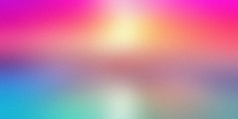 Obraz premium Ultra wide pink turquoise red blue yellow matte blurred grainy background for website banner. Color gradient, ombre, blur. Defocused colorful mix bright fun pattern. Desktop design, template. Holidays