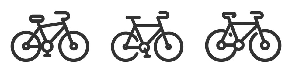 Fototapeta premium Bicycle icon on white background set, pack, collection. Vector illustration