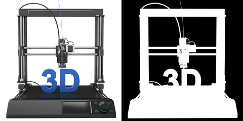 Extruder technology. 3d printer in the process of printing. The text shape is printed: 