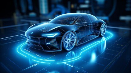 Smart car sensors - futuristic concept.