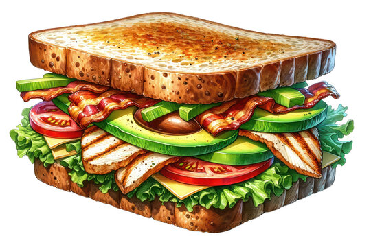 sandwich with bacon, avocado, tomato, lettuce clip art preview