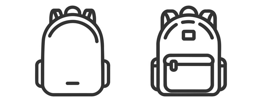 Backpack icon set, pack, collection on white background
